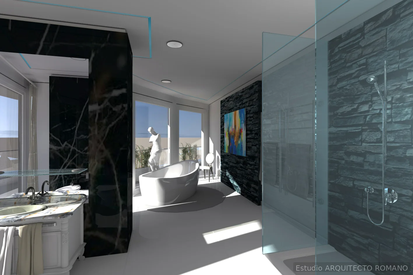Visualización 3D de baño